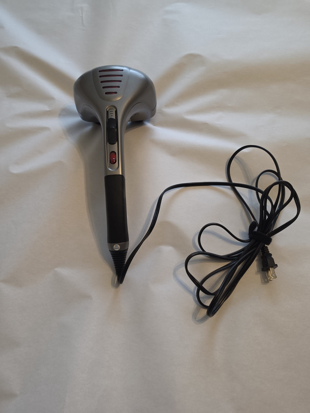 Homedics Handheld Massager in Silver and Black with Red Accent